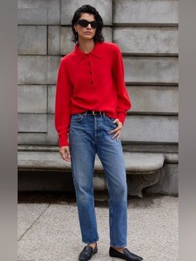 NWT SoldOut.NYC The Cashmere Polo - Cherry Red (Wool/Cashmere)